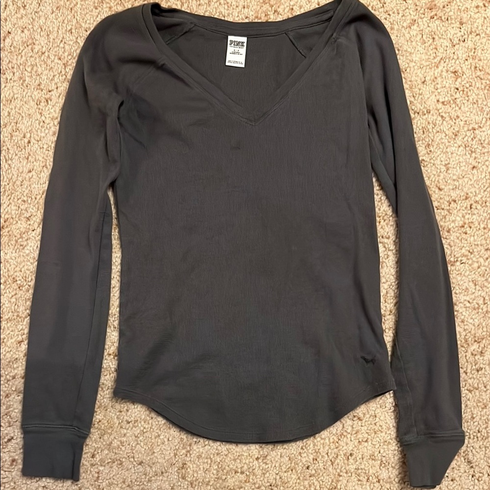 PINK Victoria's Secret Women's Gray Long Sleeve Top